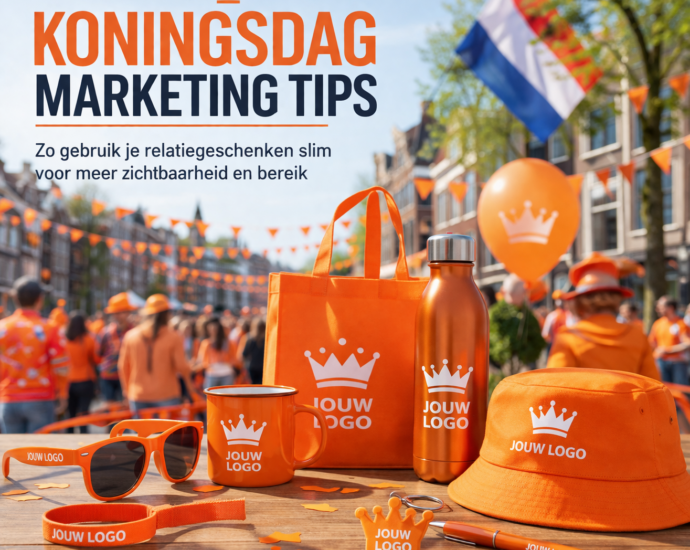 Koningsdag marketing tips met bedrukte relatiegeschenken zoals tas beker en zonnebril