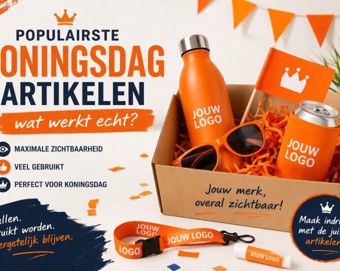 Populairste Koningsdag artikelen zoals T-shirt zonnebril en drinkfles met logo voor promotie