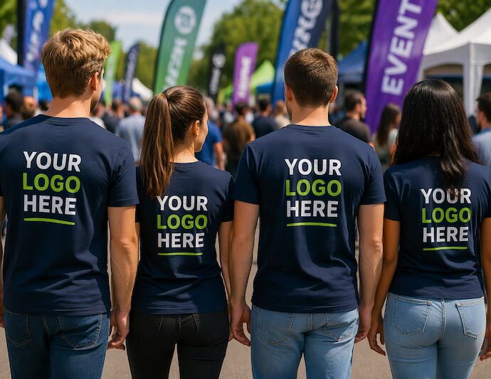 T-shirts bedrukken met logo gedragen tijdens evenement